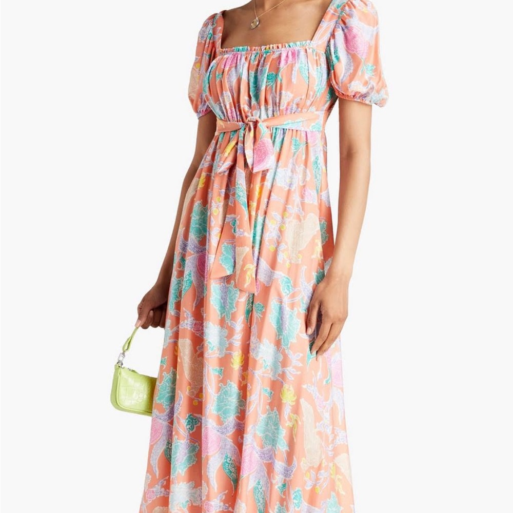 Diane Von Furstenberg Orange Dhalia Printed Woven Maxi Dress Size: XL